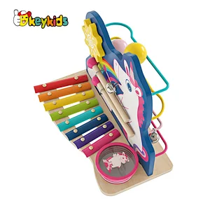 Montessori educational wooden musical block percussion toy with drum W12D505